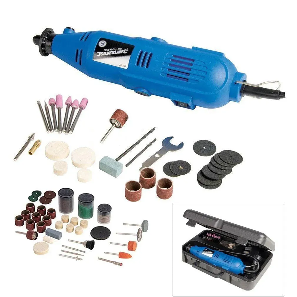 135W Mini Rotary Hobby Multi Tool C/W Case   138 Pc Accessory Set 3Yr Warranty