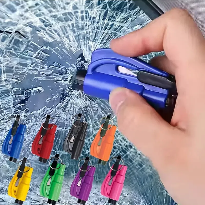 2-Pack: 2-in-1 Emergency Car Escape Tool: Safety Belt Cutter, Metal Safety Hammer & Window Breaker