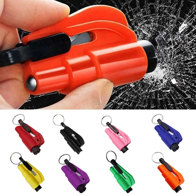 2-Pack: 2-in-1 Emergency Car Escape Tool: Safety Belt Cutter, Metal Safety Hammer & Window Breaker