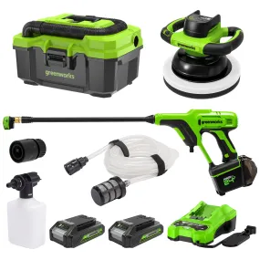 24V Cordless Battery Car Cleaning 3-pc Combo Kit with (2) 2.0 Ah Batteries & Charger