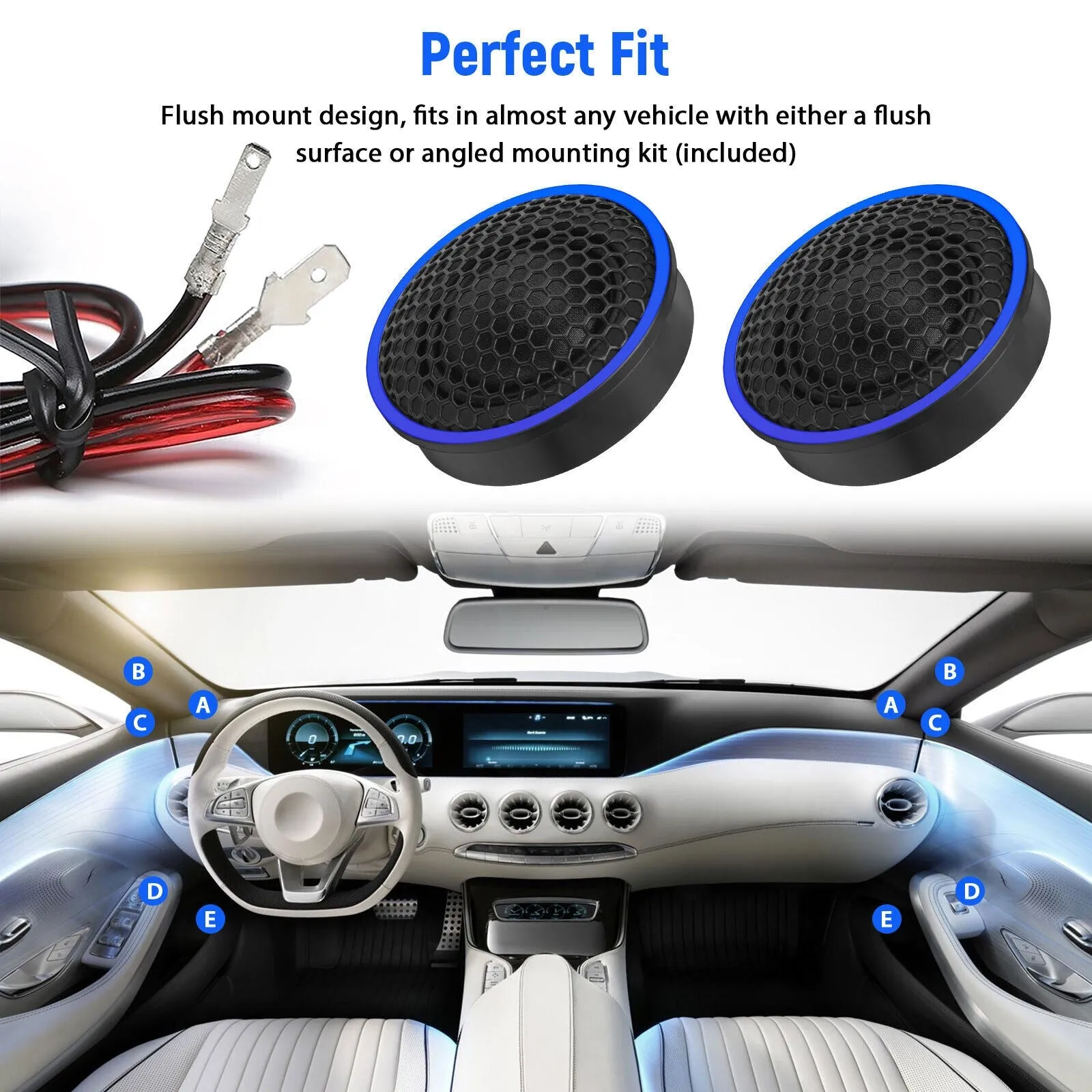 2pcs Car Dome Tweeters 92db Sensitivity High Frequency Audio