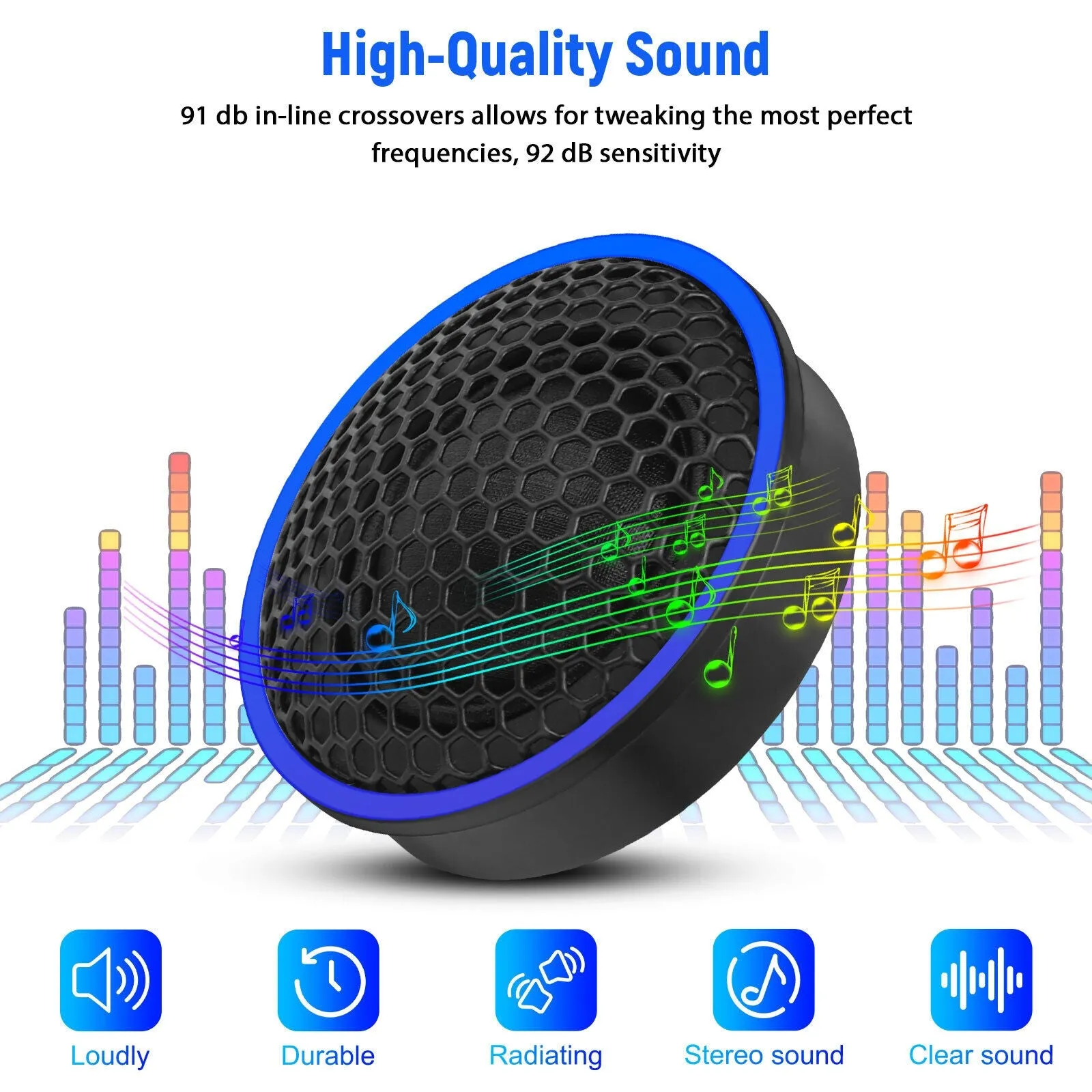 2pcs Car Dome Tweeters 92db Sensitivity High Frequency Audio