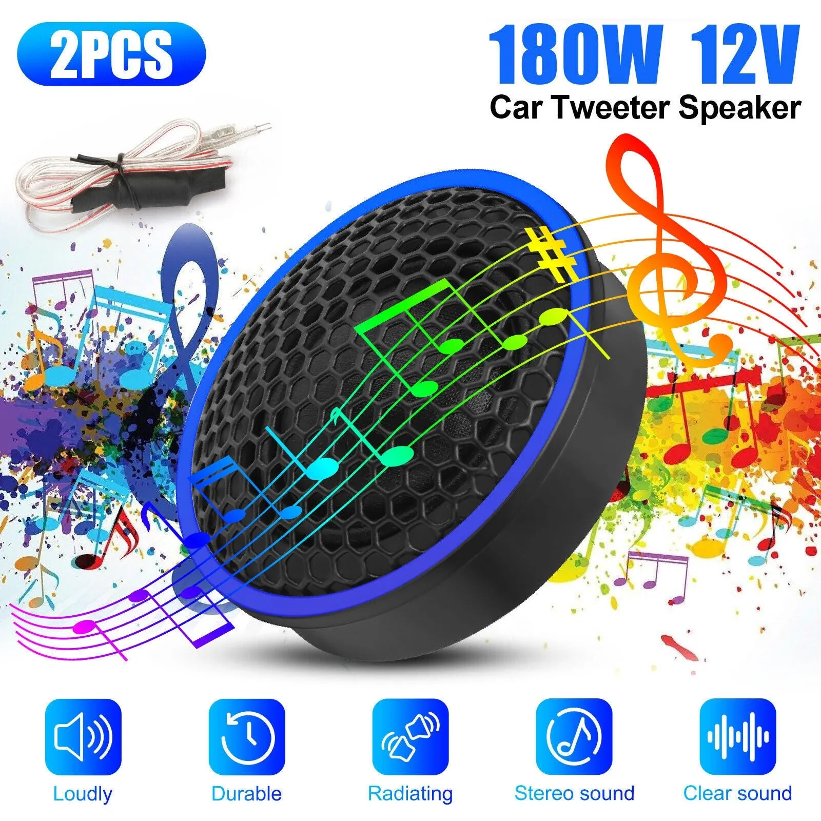 2pcs Car Dome Tweeters 92db Sensitivity High Frequency Audio