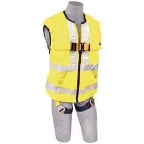 3M DBI-SALA Small Delta Hi-Vis Reflective Work Vest Style Harness With Back D-Ring And Quick Connect Buckle Leg Strap