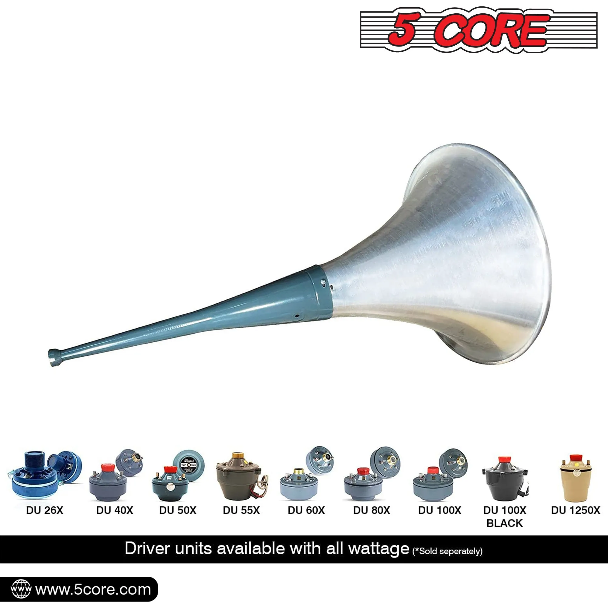 5 Core PA Horn Speaker Indoor Outdoor 22 Inch Long Range Trumpet