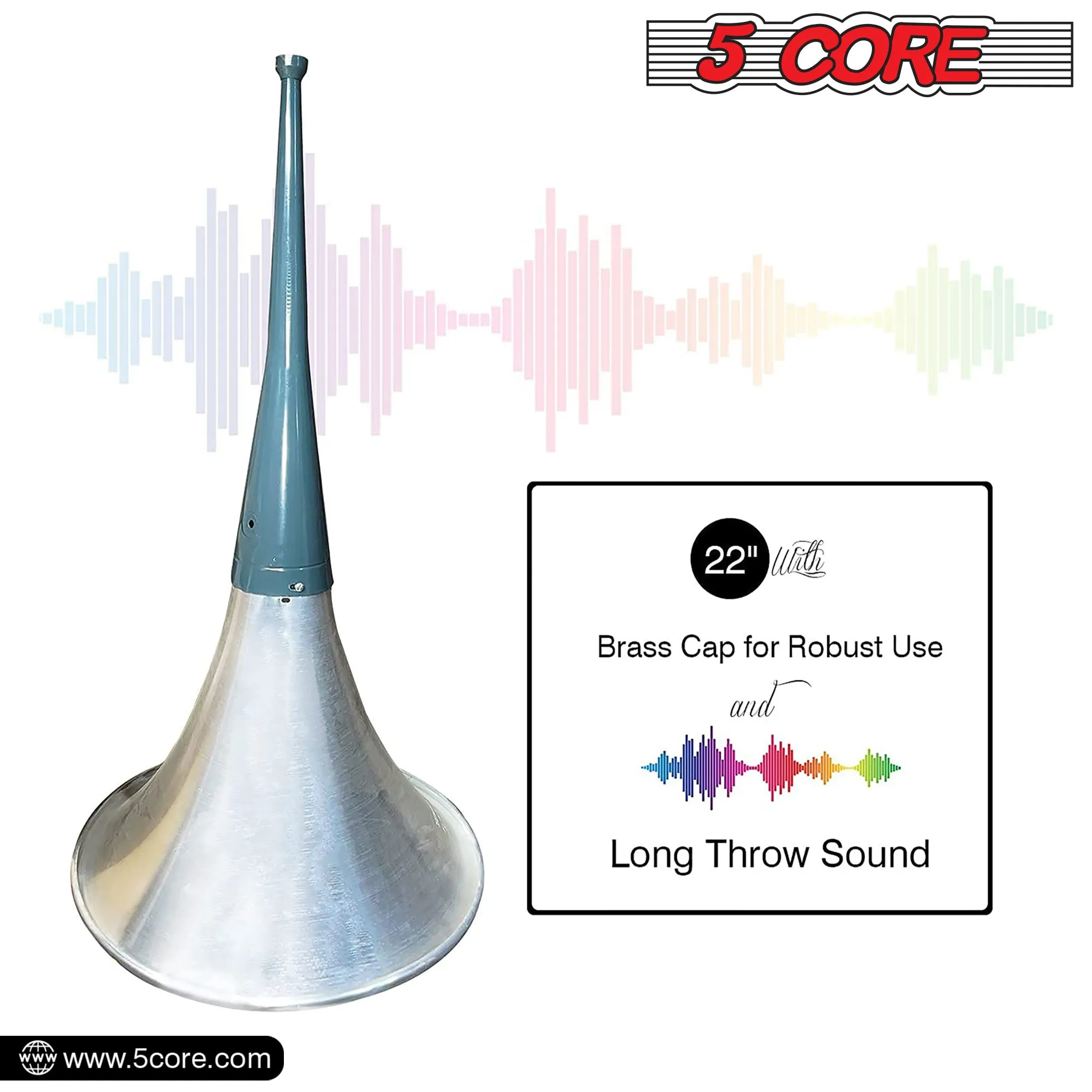 5 Core PA Horn Speaker Indoor Outdoor 22 Inch Long Range Trumpet