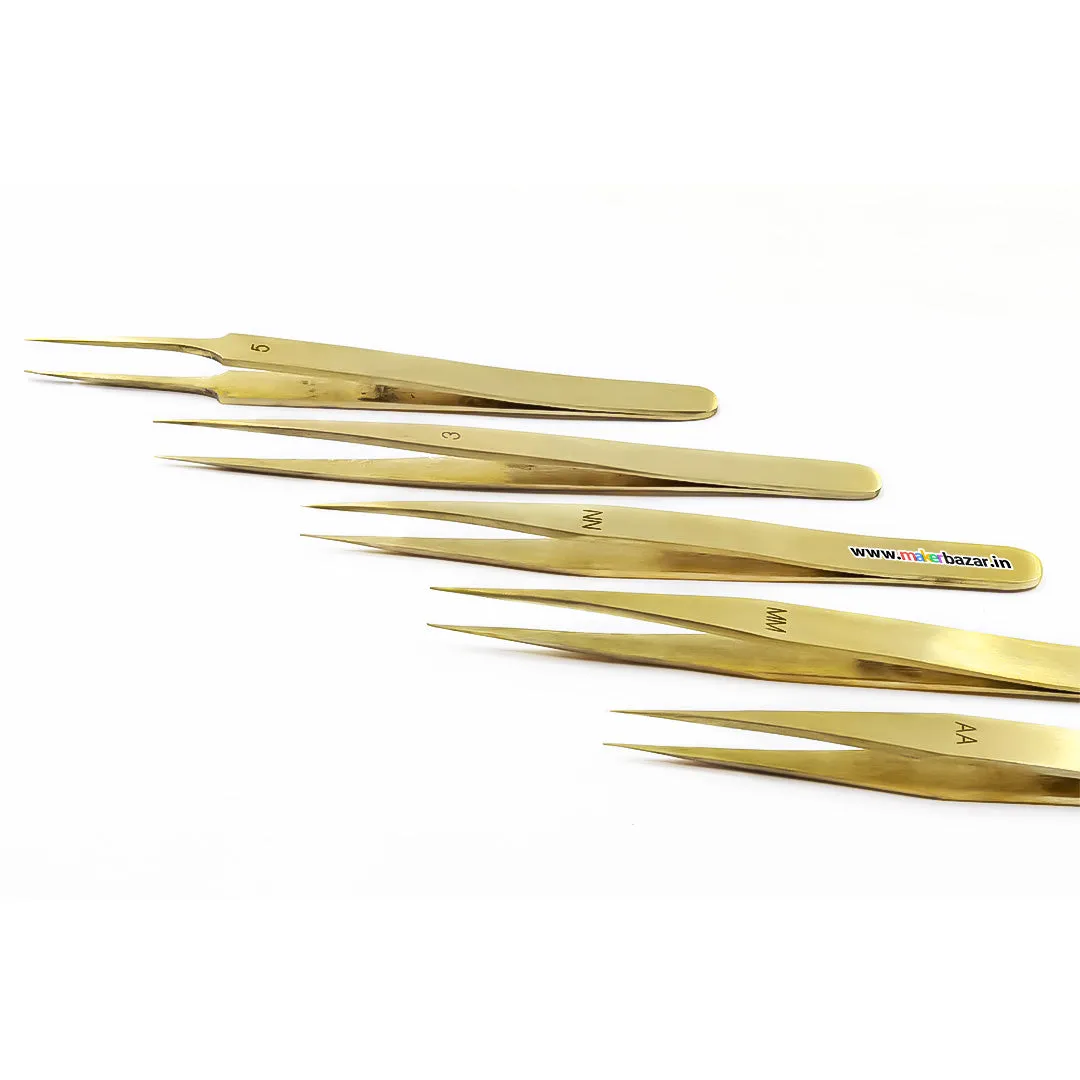 5pcs Brass Tweezers Non Magnetic Watchmaker Jewellery Making Craft Tool Kit