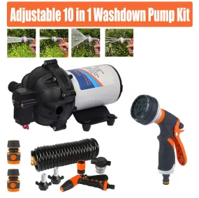 6.6GPM 12V High-Pressure Washdown Pump Kit w/ Hose Nozzle