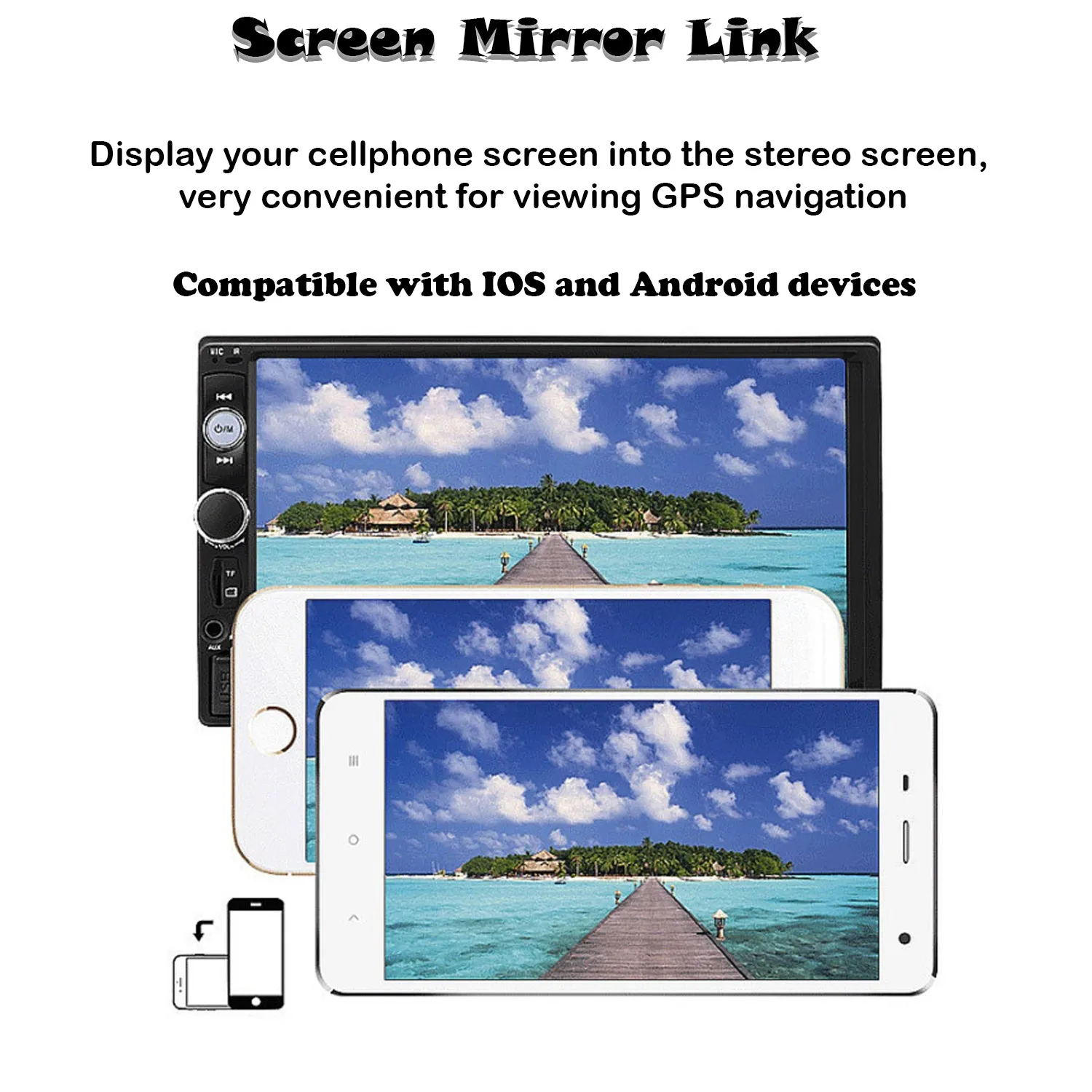 7" Double 2 DIN Car Radio Stereo Bluetooth FM USB TF AUX IOS/Android MP5 Player