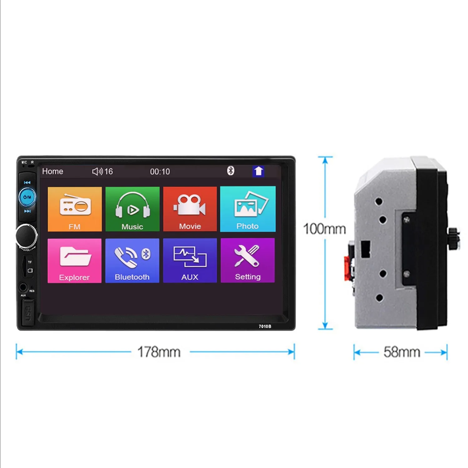 7" Double 2 DIN Car Radio Stereo Bluetooth FM USB TF AUX IOS/Android MP5 Player