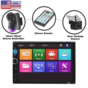 7" Double 2 DIN Car Radio Stereo Bluetooth FM USB TF AUX IOS/Android MP5 Player