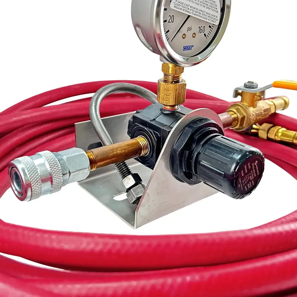 AA Mountable Tire Inflator w/ Adj Regulator, 25 ft Hose, 0-160 PSI - 40-148