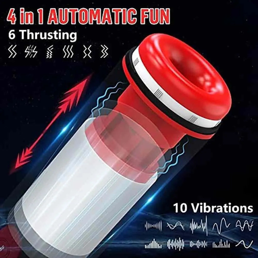 Aalam - 4 in 1 Automatic Male Stroker Machine with 6 Thrusting & 3 Suction 10 Vibration