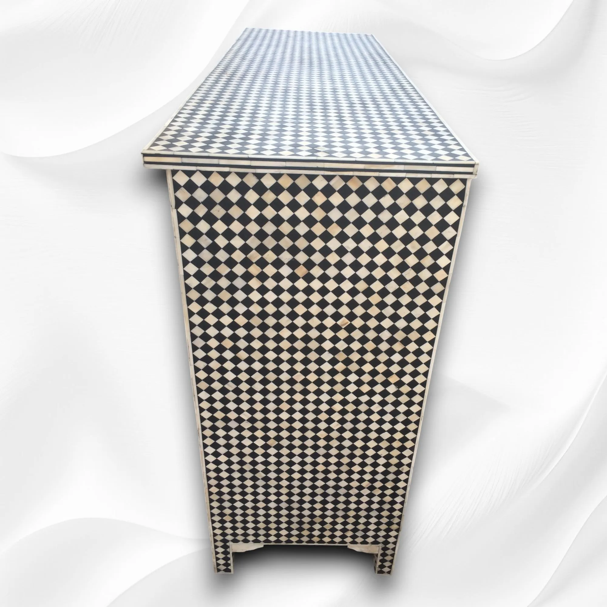 Black Bone Inlay 9 Drawer Checks Design Chest