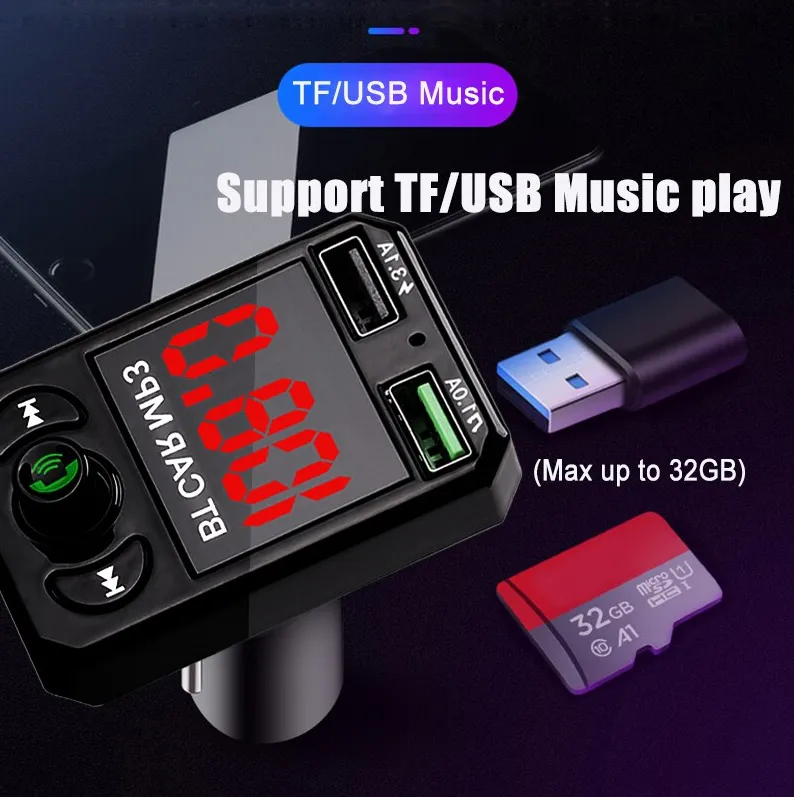 Bluetooth FM Transmitter Stereo MP3 Wireless Car Kit USB Charger 2
