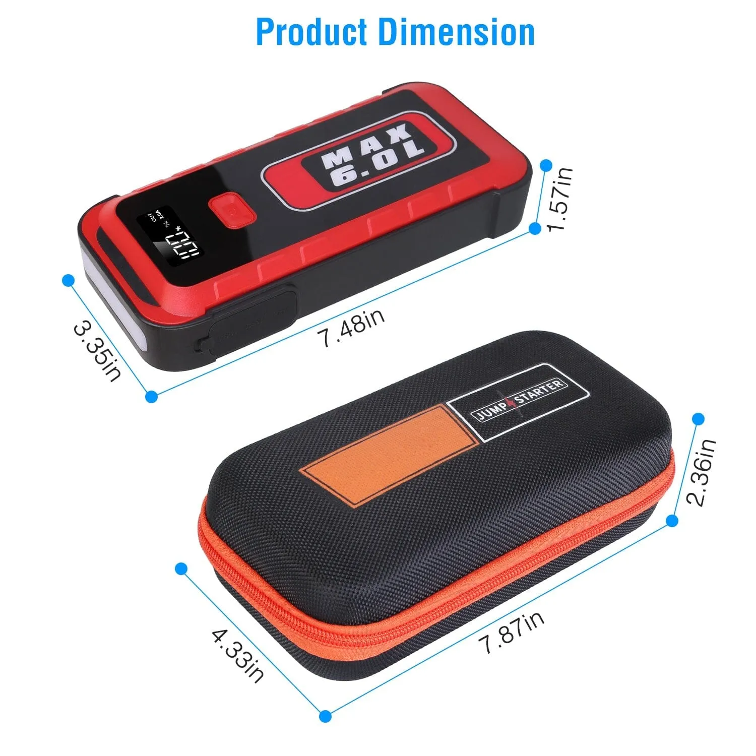 Car Jump Starter Booster 2500A Peak 25800mAh Battery Charger Power Bank