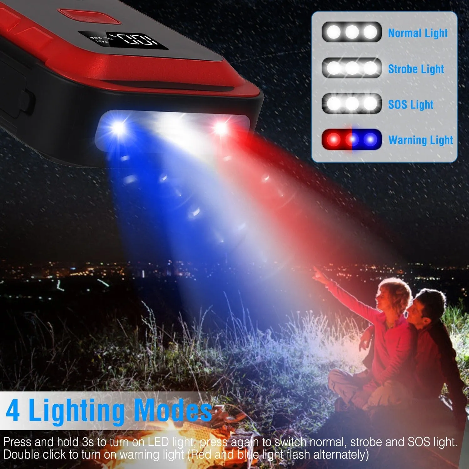 Car Jump Starter Booster 2500A Peak 25800mAh Battery Charger Power Bank