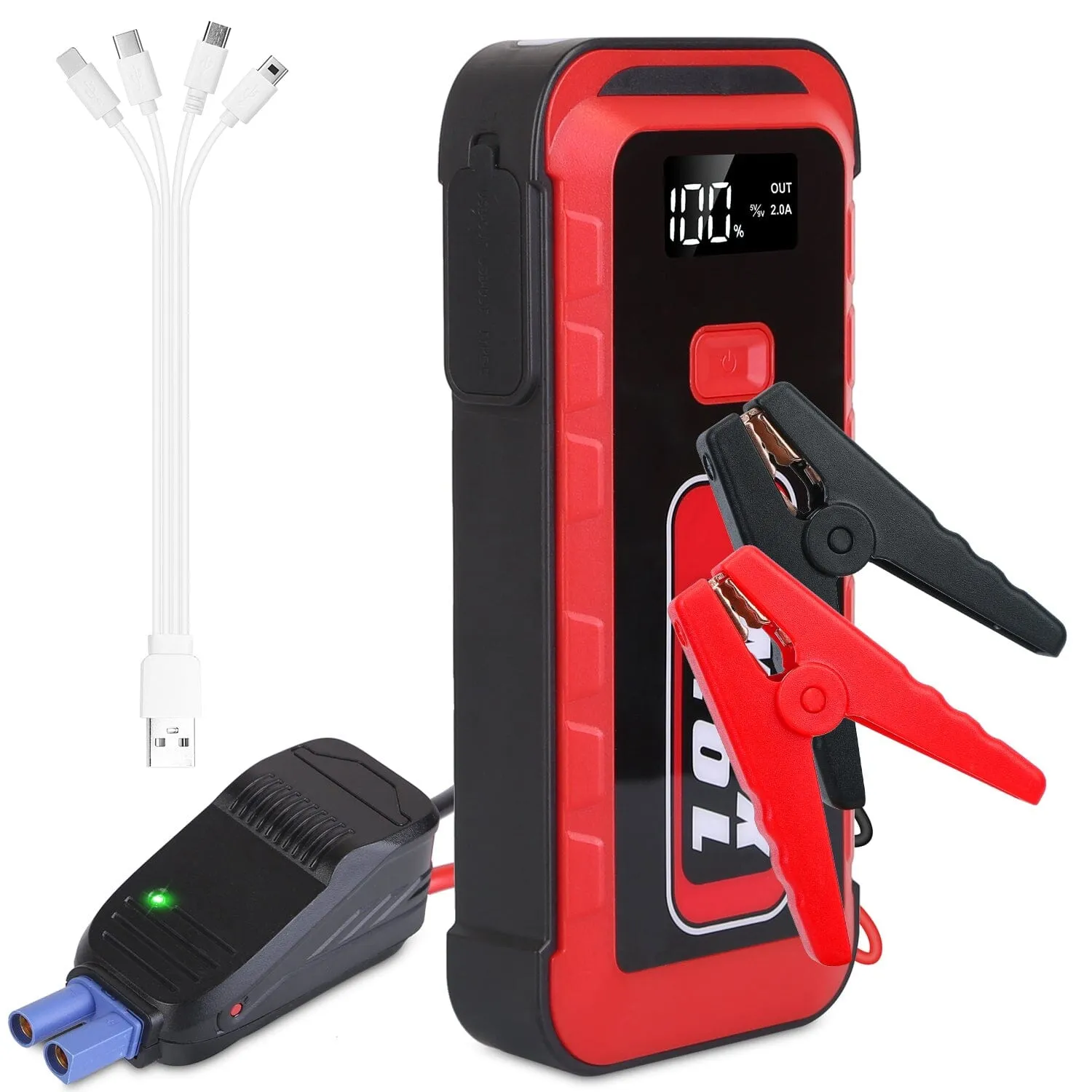 Car Jump Starter Booster 2500A Peak 25800mAh Battery Charger Power Bank