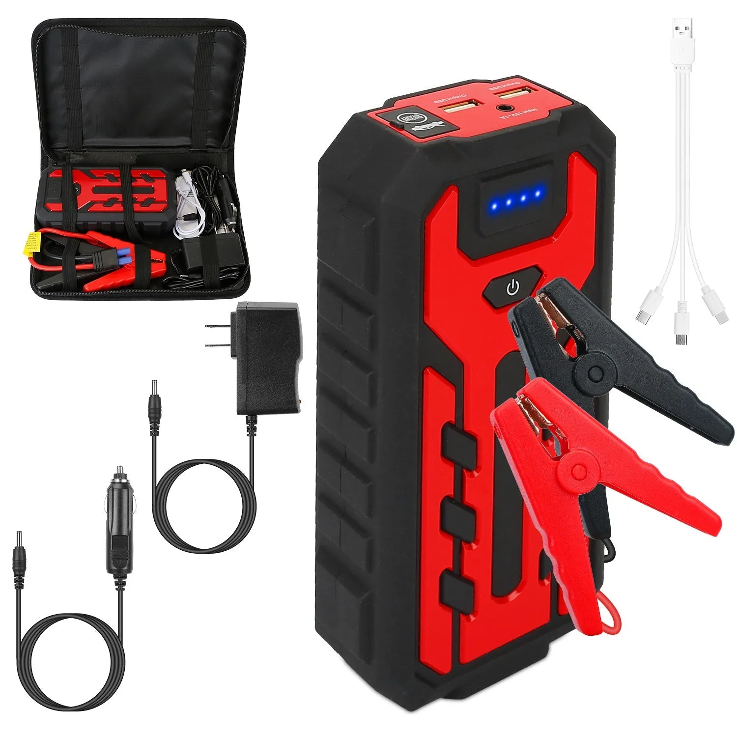 Car Jump Starter Booster with 4 Modes LED Flashlight