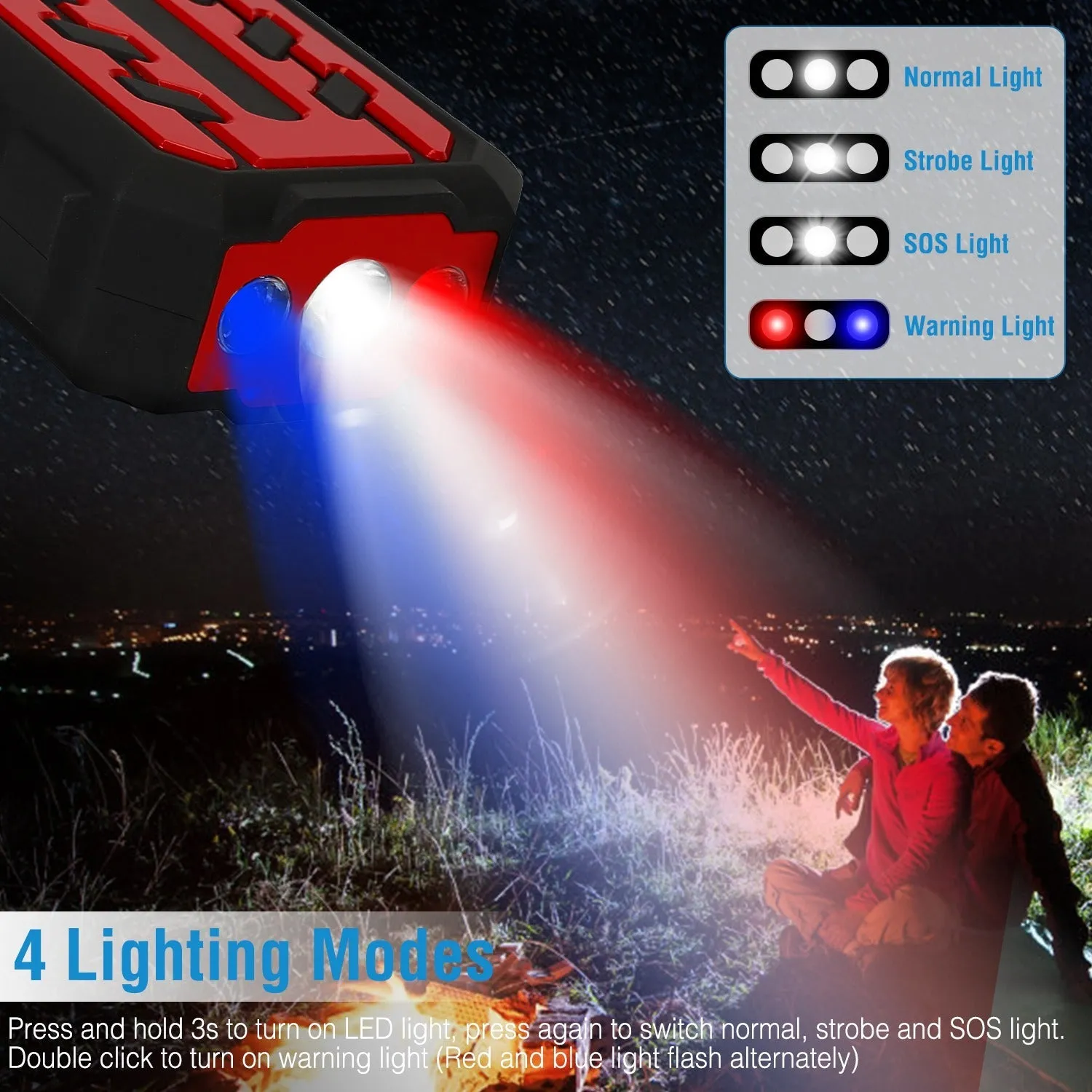 Car Jump Starter Booster with 4 Modes LED Flashlight