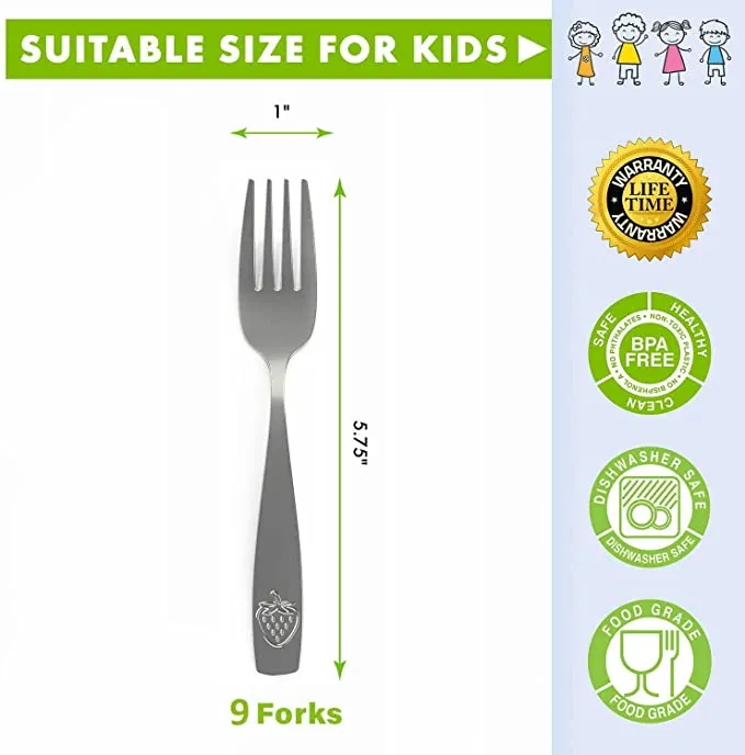 CHILLOUT LIFE 18 Piece Stainless Steel Kids Silverware Set (2 packs: 9 9)- Child and Toddler Safe Flatware