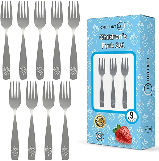CHILLOUT LIFE 18 Piece Stainless Steel Kids Silverware Set (2 packs: 9 9)- Child and Toddler Safe Flatware