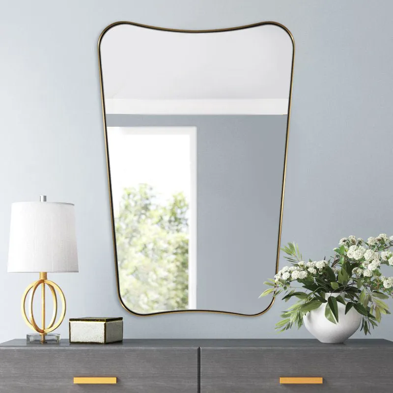 Concave Top Scalloped Asymmetrical Mirror |Stainless Steel Frame