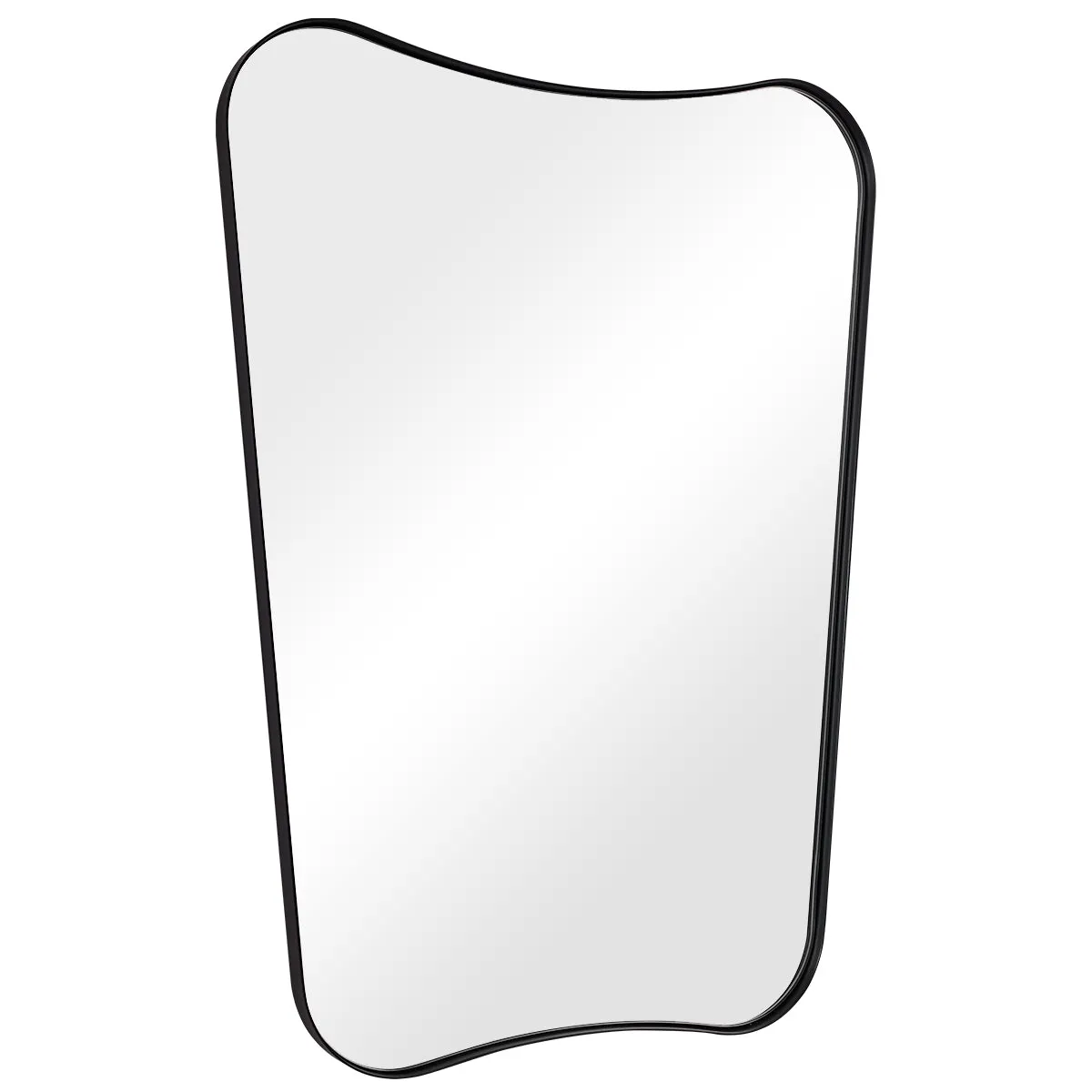 Concave Top Scalloped Asymmetrical Mirror |Stainless Steel Frame