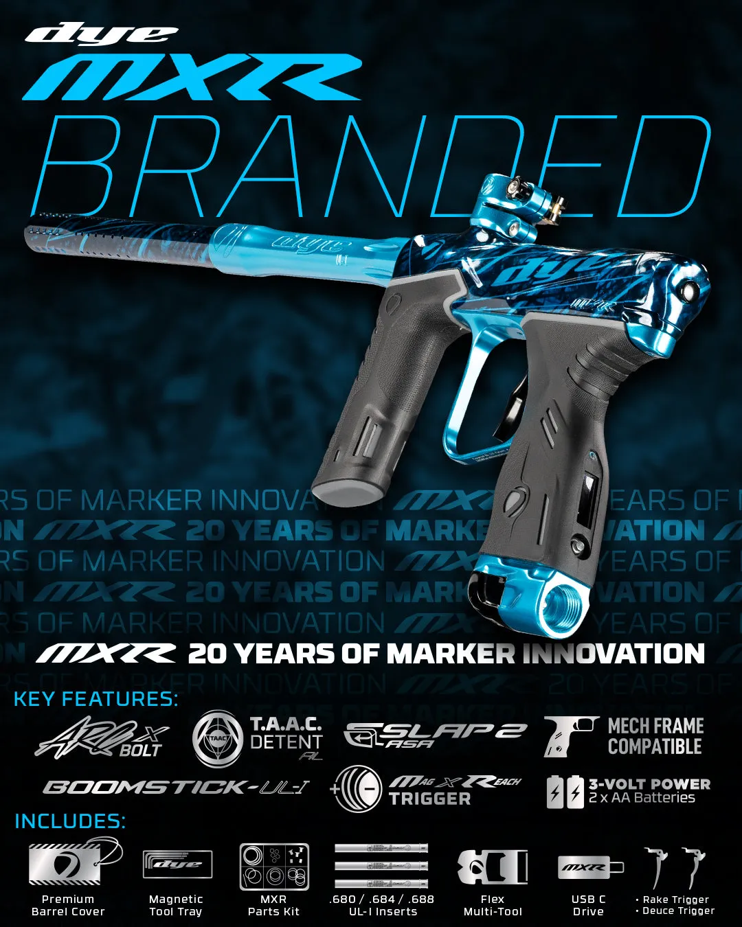 DYE MXR PGA BRANDED - BLACK/CYAN POLISH - PREORDER