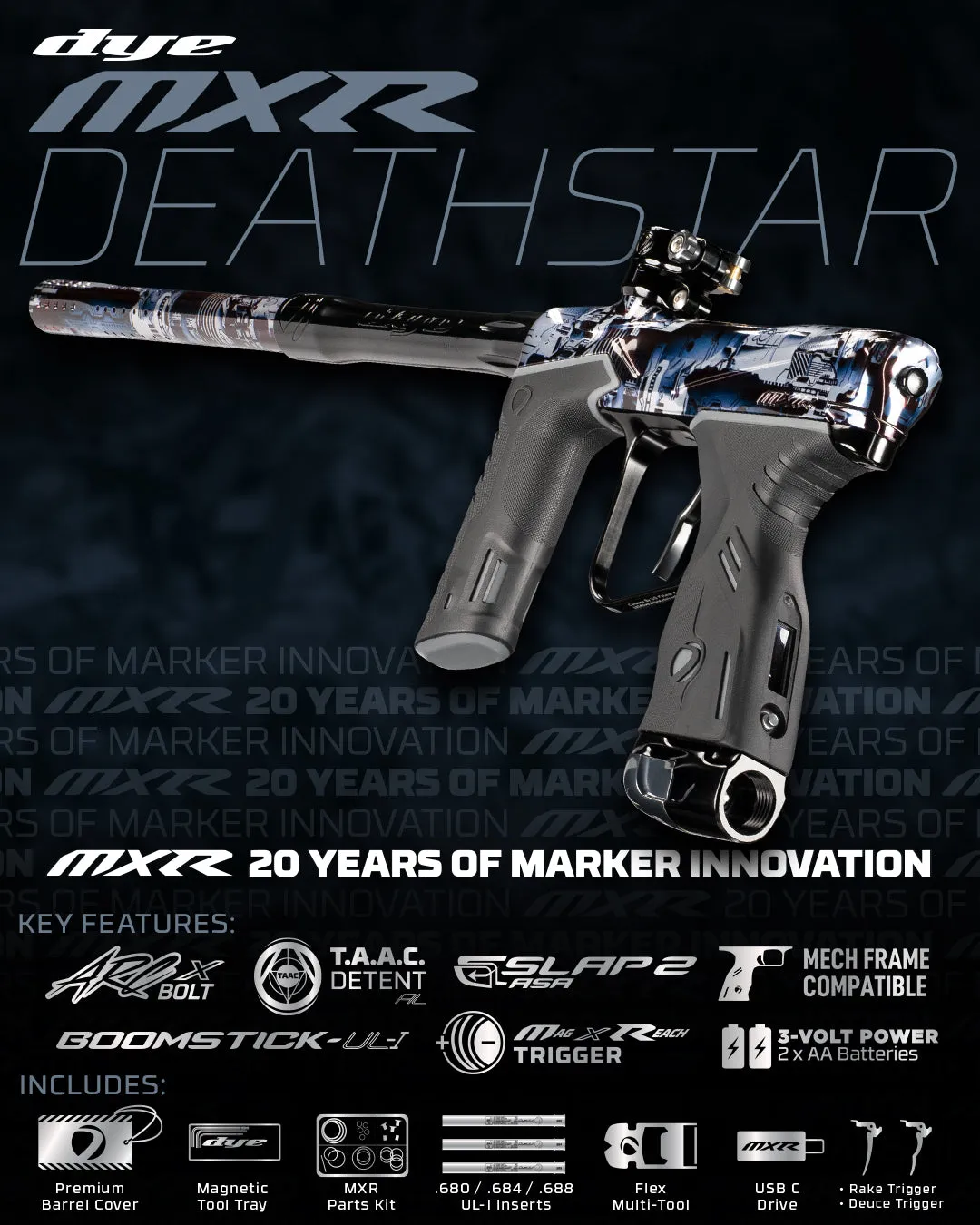 DYE MXR PGA DEATHSTAR - BLACK/BLUE/GRAY POLISH - PREORDER