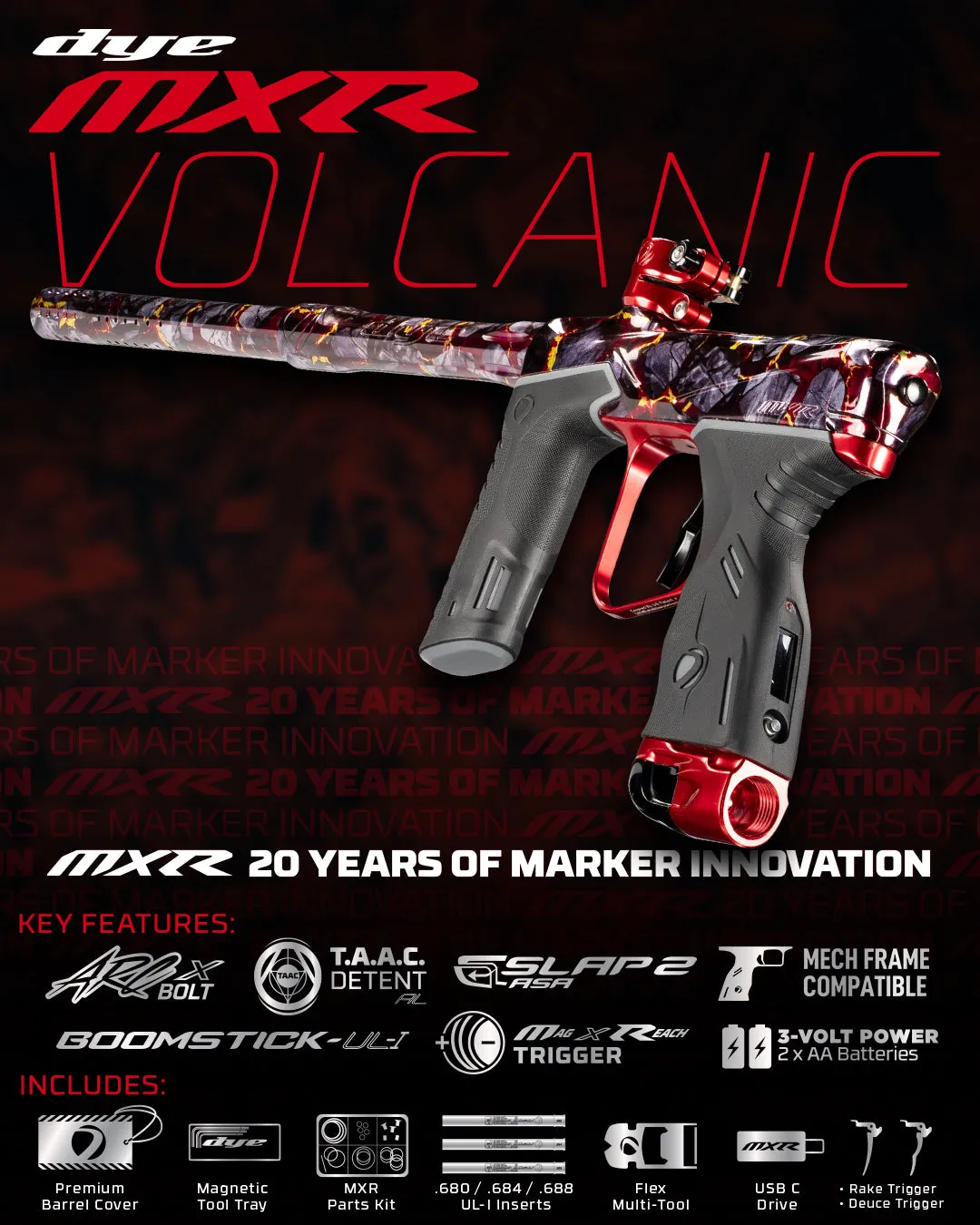 DYE MXR PGA VOLCANIC - BLACK/RED POLISH - PREORDER