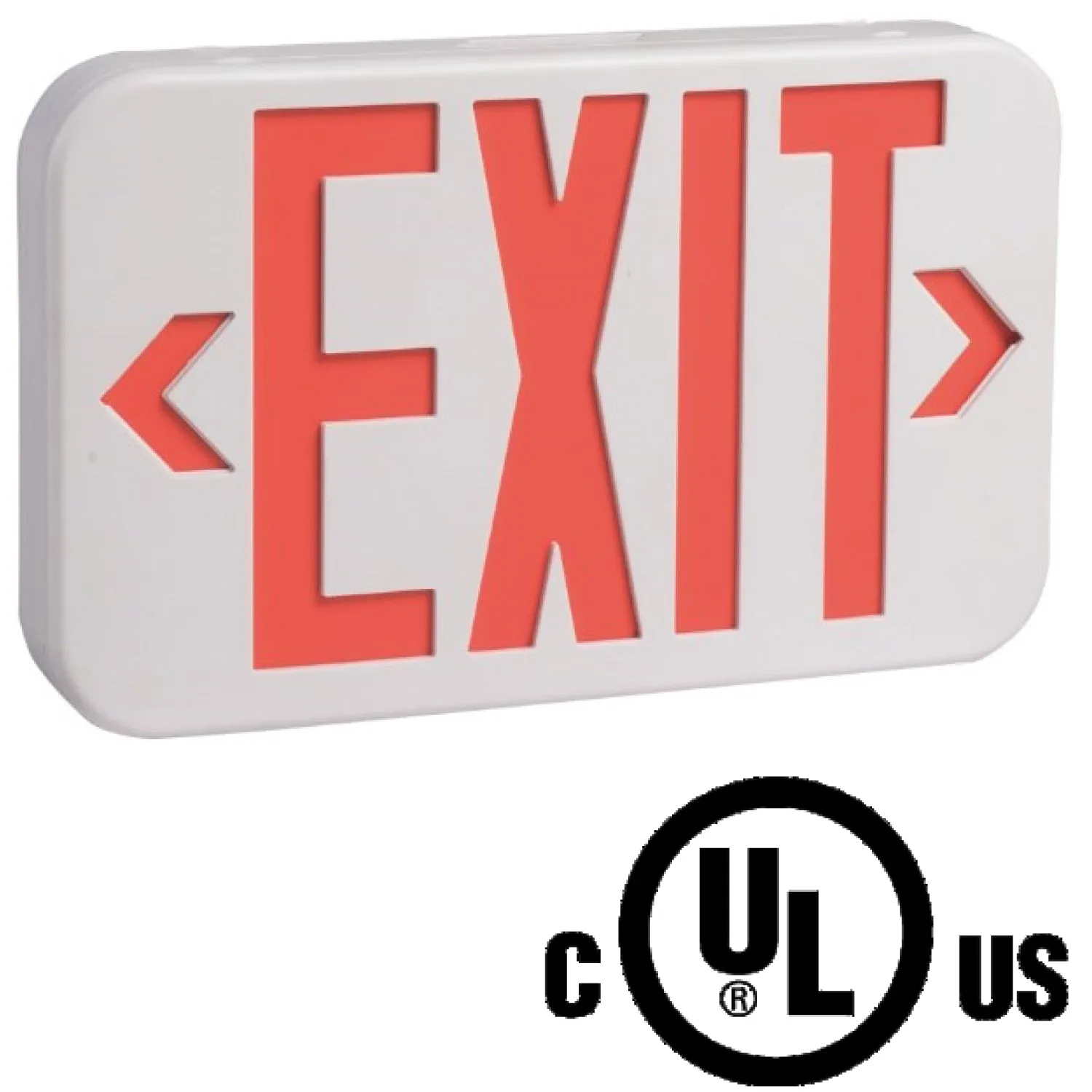 Emergency LED Exit Sign 4-Watt 120v-277v Rechargeable Battery, Red