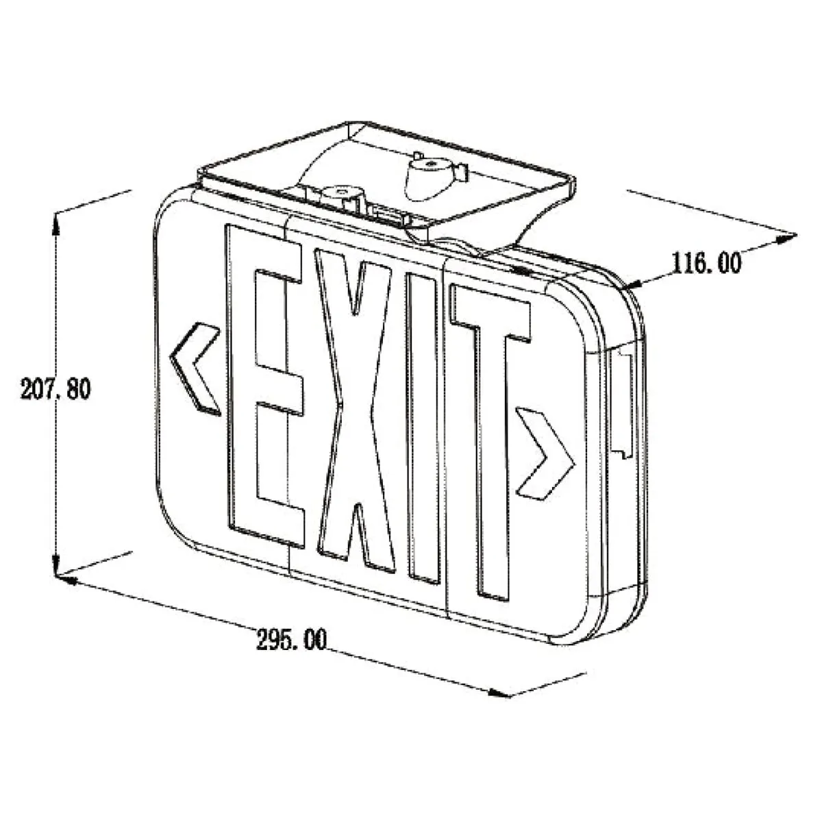 Emergency LED Exit Sign 4-Watt 120v-277v Rechargeable Battery, Red