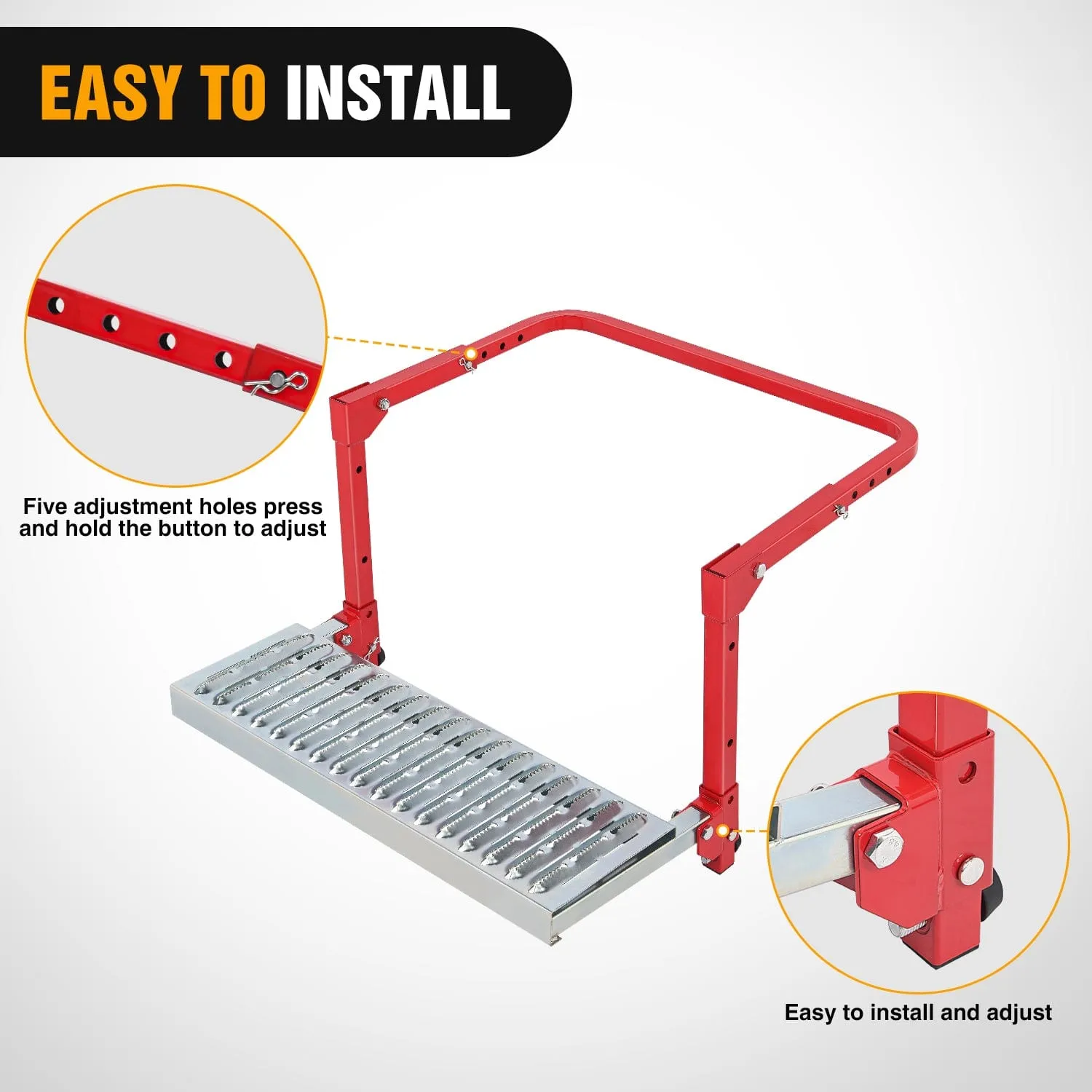 Folding Heavy Duty Red Tire Step To Fit tires from 10Inch to 15Inch Tire Width
