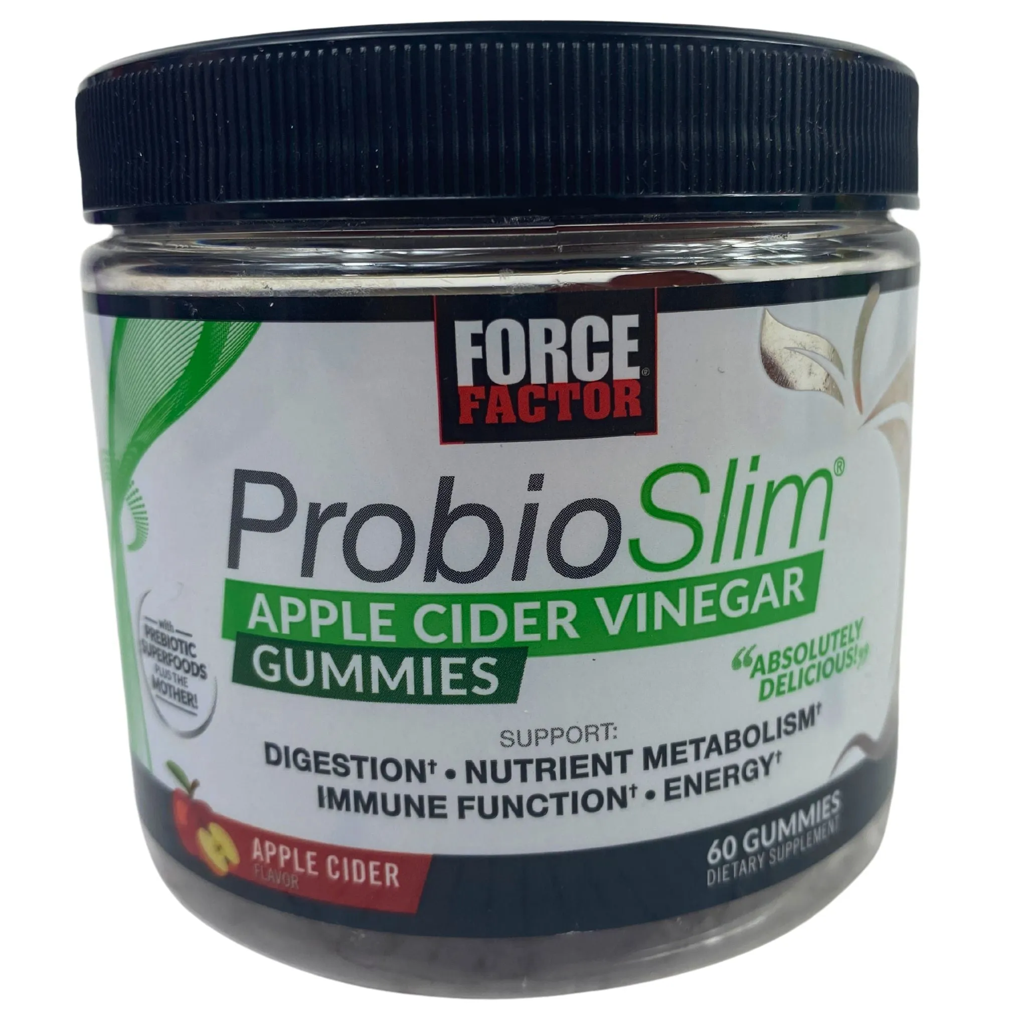 Force Factor Probio Slim Apple Cider Vinegar Gummies Supports Digestion (44 Pcs Lot)