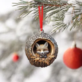 Fox 2D Flat Ornament, Fox Christmas Ornament, Fox Rearview Mirror Car Ornament, Fox Ornament Holiday Gift HAOR0611