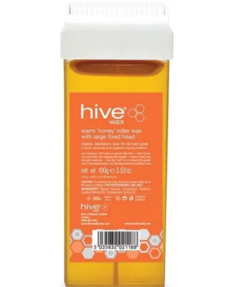 Hive Wax Warm 'Honey' Roller Wax  100g With Large Fixed Head