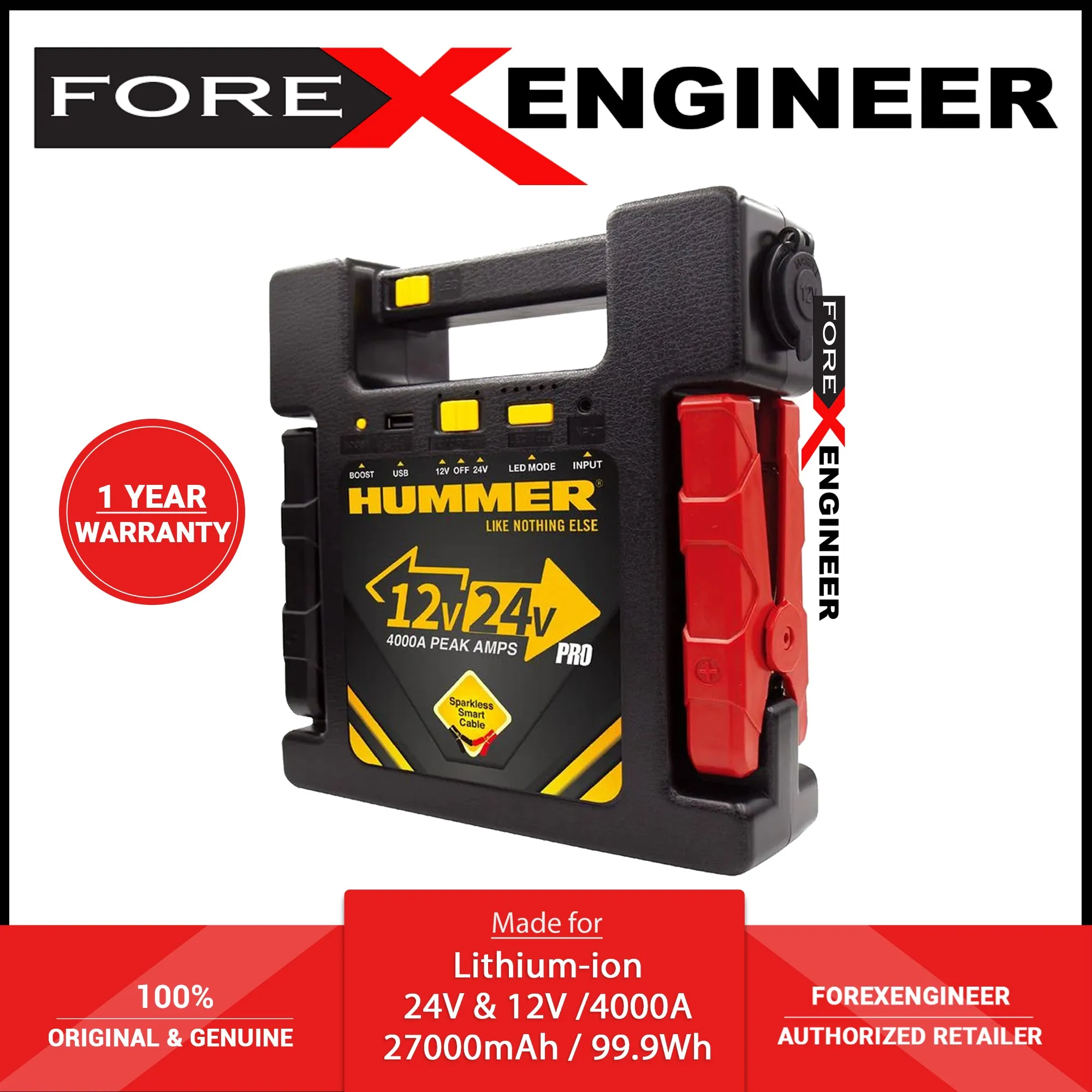 HUMMER H24 PRO Jump Starter 24V & 12V - 4000A with Powerbank 27000mAh ( Barcode: 4897035892566 )