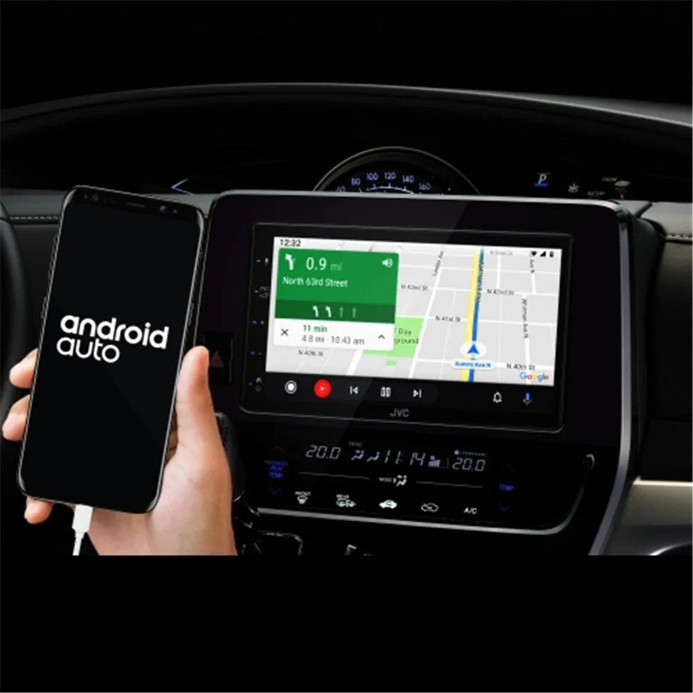 JVC 6.8" Capacitive LCD Double DIN Mechless Android Auto and Apple CarPlay Bluetooth AV Receiver Head Unit - KW-M560BT