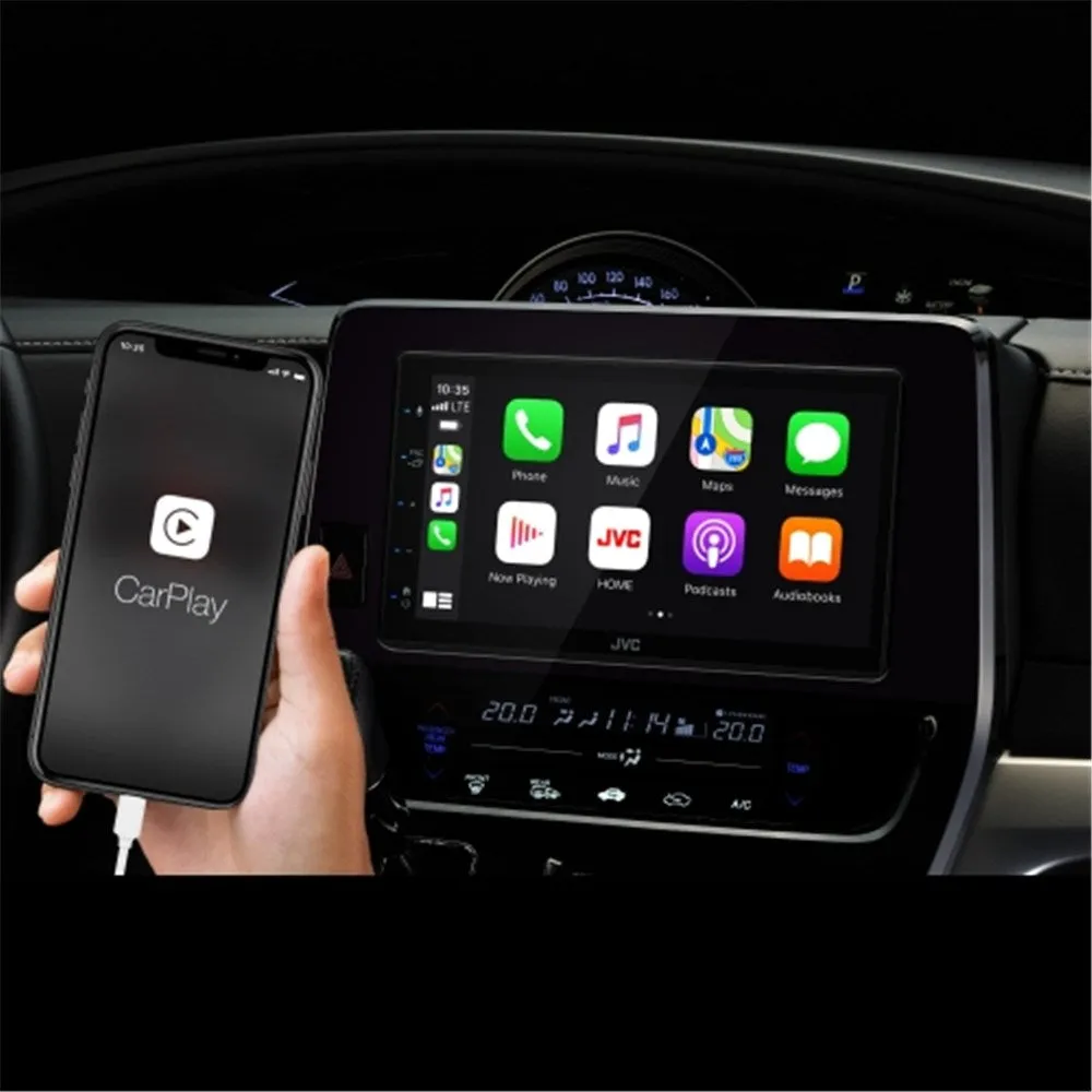 JVC 6.8" Capacitive LCD Double DIN Mechless Android Auto and Apple CarPlay Bluetooth AV Receiver Head Unit - KW-M560BT