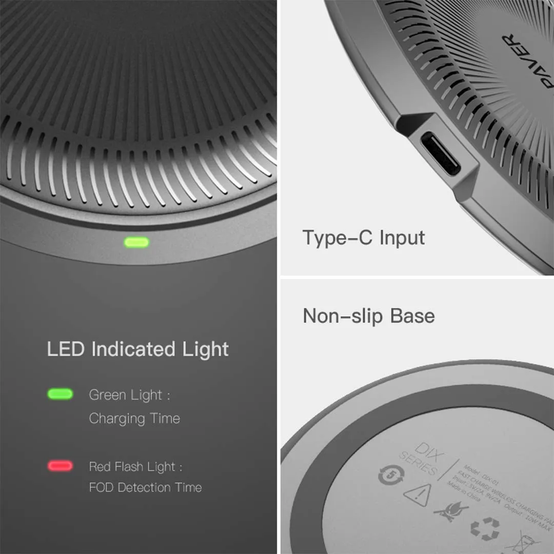 KAPAVER DIX Series Type C Fast Wireless Charger Pad