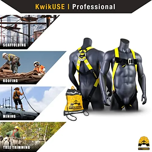 KwikSafety (Charlotte, NC) TORNADO 1D Fall Protection Full Body Safety Harness | OSHA ANSI Industrial Roofing Tool Personal Protection Equipment | Construction Carpenter Scaffolding Contractor