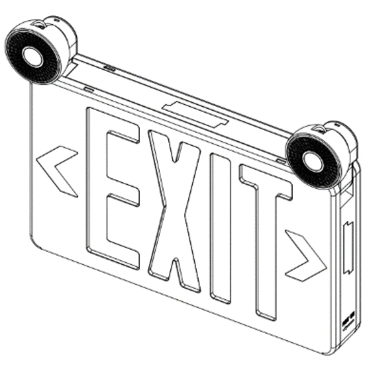LED Exit Sign & Security Lights 3-Watt 120v-277v Rechargeable Battery, Red