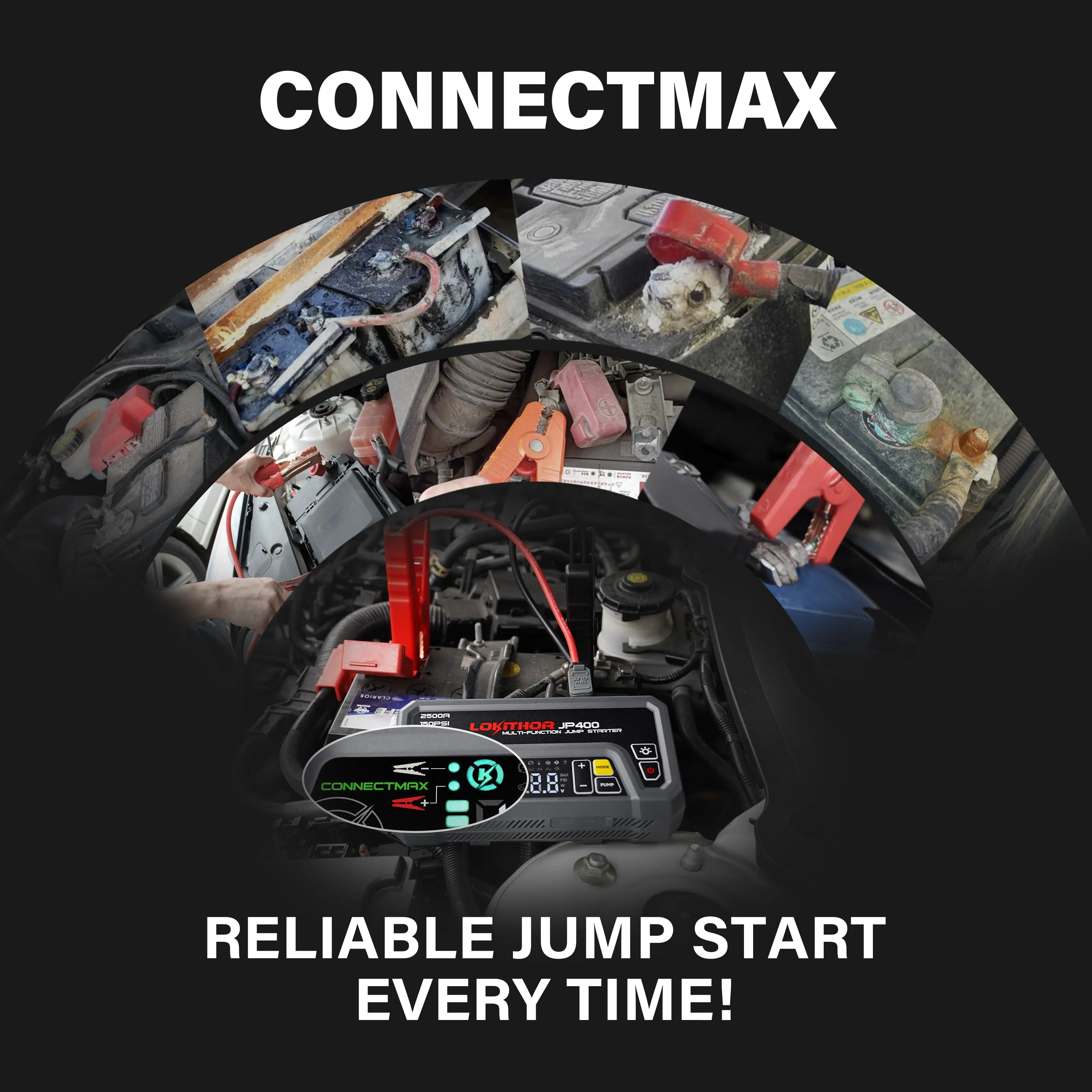 LOKITHOR JP400 Jump Starter with Digital Pressure Gauge 2500 amps