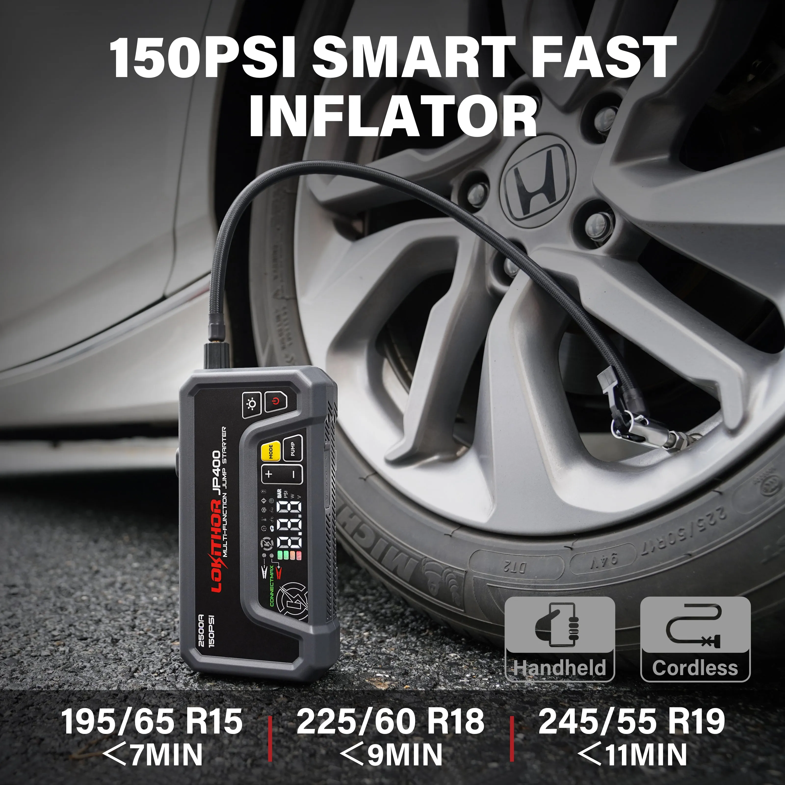 LOKITHOR JP400 Jump Starter with Digital Pressure Gauge 2500 amps