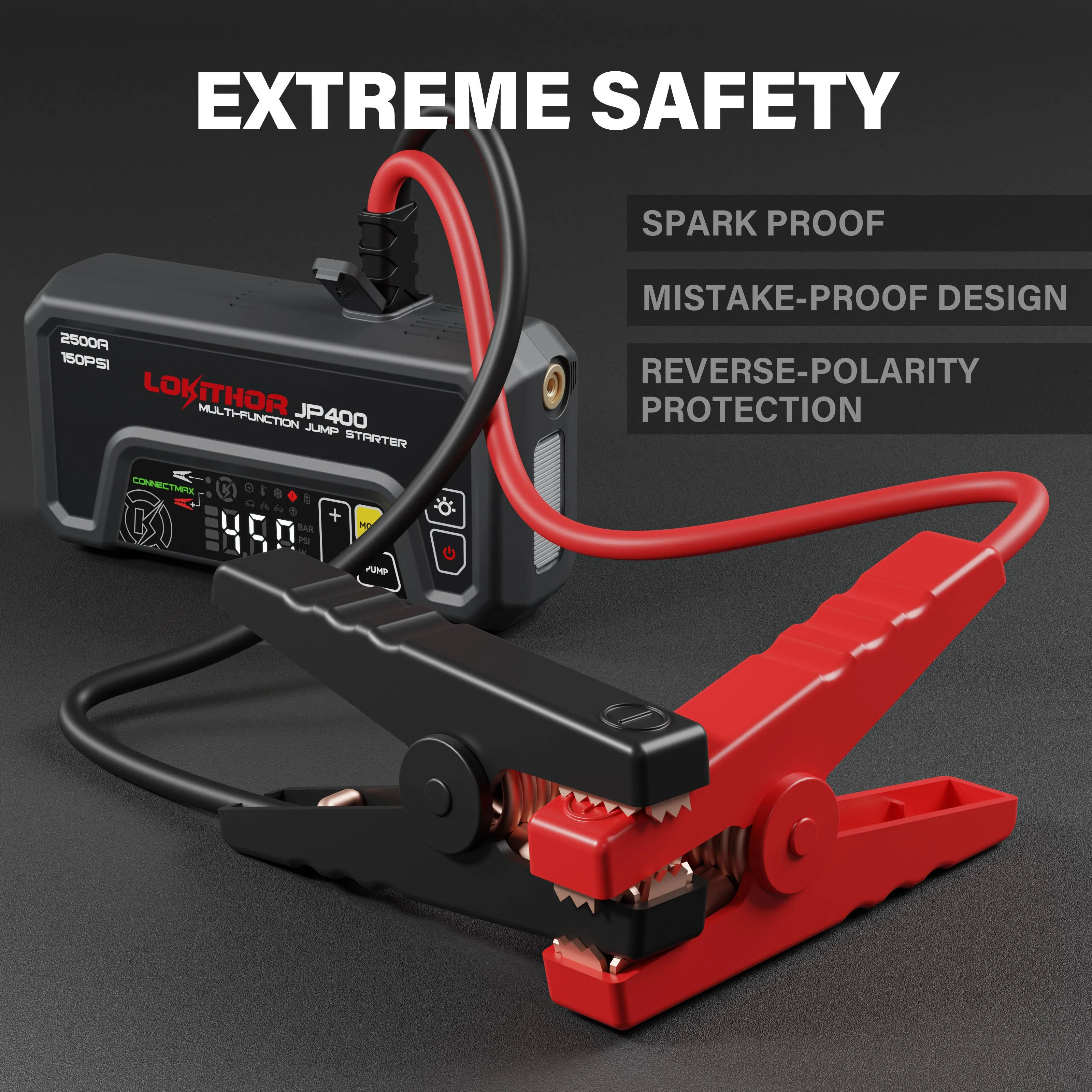 LOKITHOR JP400 Jump Starter with Digital Pressure Gauge 2500 amps