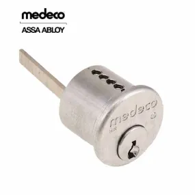 Highly Secure Medeco M3 BiLevel 6-Pin Rim Cylinder with Horizontal Tailpiece, DL Keyway Pinned, 1-1/8 Size, Grade 1, Satin Chrome Finish