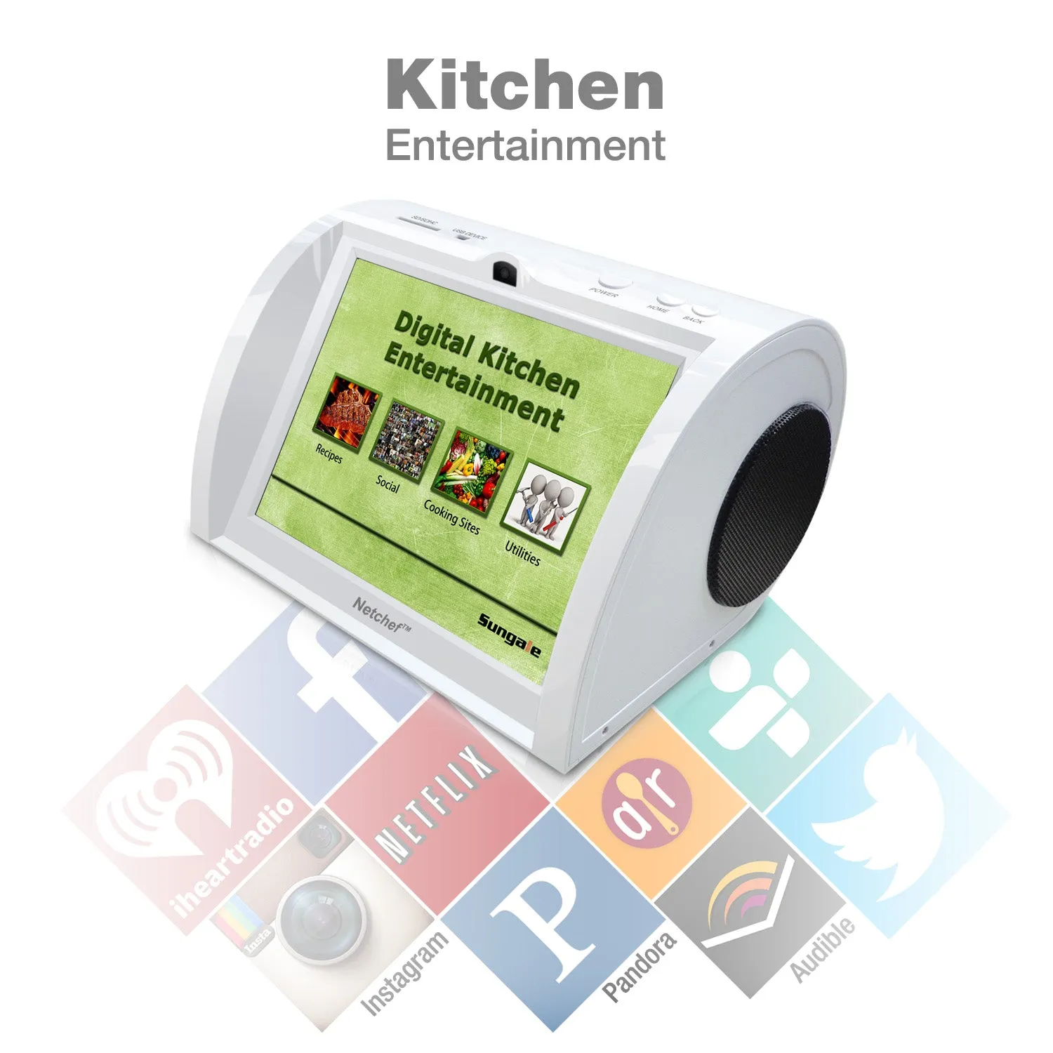 Model: NC820-White - Kitchen Entertainment Radio w/ Music, Video   Recipes