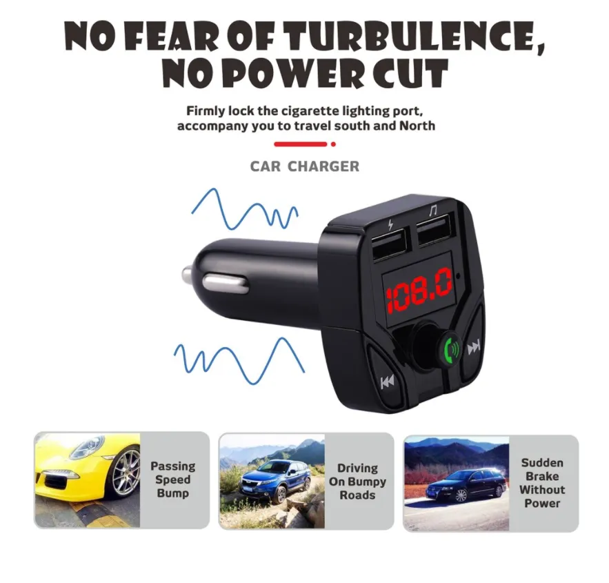 MP3 Wireless Adapter Charger Kit 2 Car Bluetooth FM Transmitter