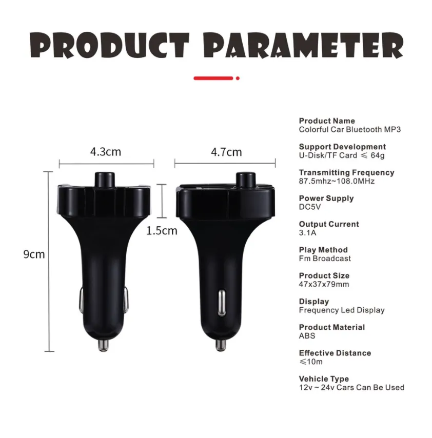 MP3 Wireless Adapter Charger Kit 2 Car Bluetooth FM Transmitter